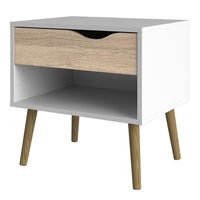 Thumbnail for Small White and Oak Finish 1 Drawer Bedside Table