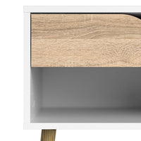 Thumbnail for Set of 2 White and Oak 1 Drawer Bedside Tables with Shelf