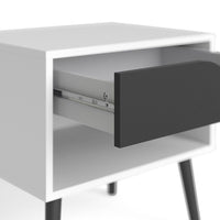 Thumbnail for Oslo Bedside 1 Drawer in White and Black Matt