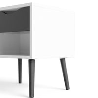 Thumbnail for Oslo Bedside 1 Drawer in White and Black Matt