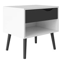 Thumbnail for Oslo Bedside 1 Drawer in White and Black Matt