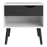 Thumbnail for Oslo Bedside 1 Drawer in White and Black Matt