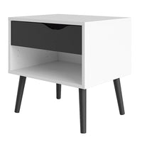 Thumbnail for Oslo Bedside 1 Drawer in White and Black Matt