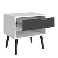 Thumbnail for Oslo Bedside 1 Drawer in White and Black Matt