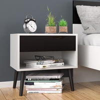 Thumbnail for Oslo Bedside 1 Drawer in White and Black Matt