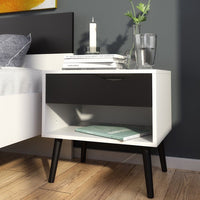 Thumbnail for Oslo Bedside 1 Drawer in White and Black Matt