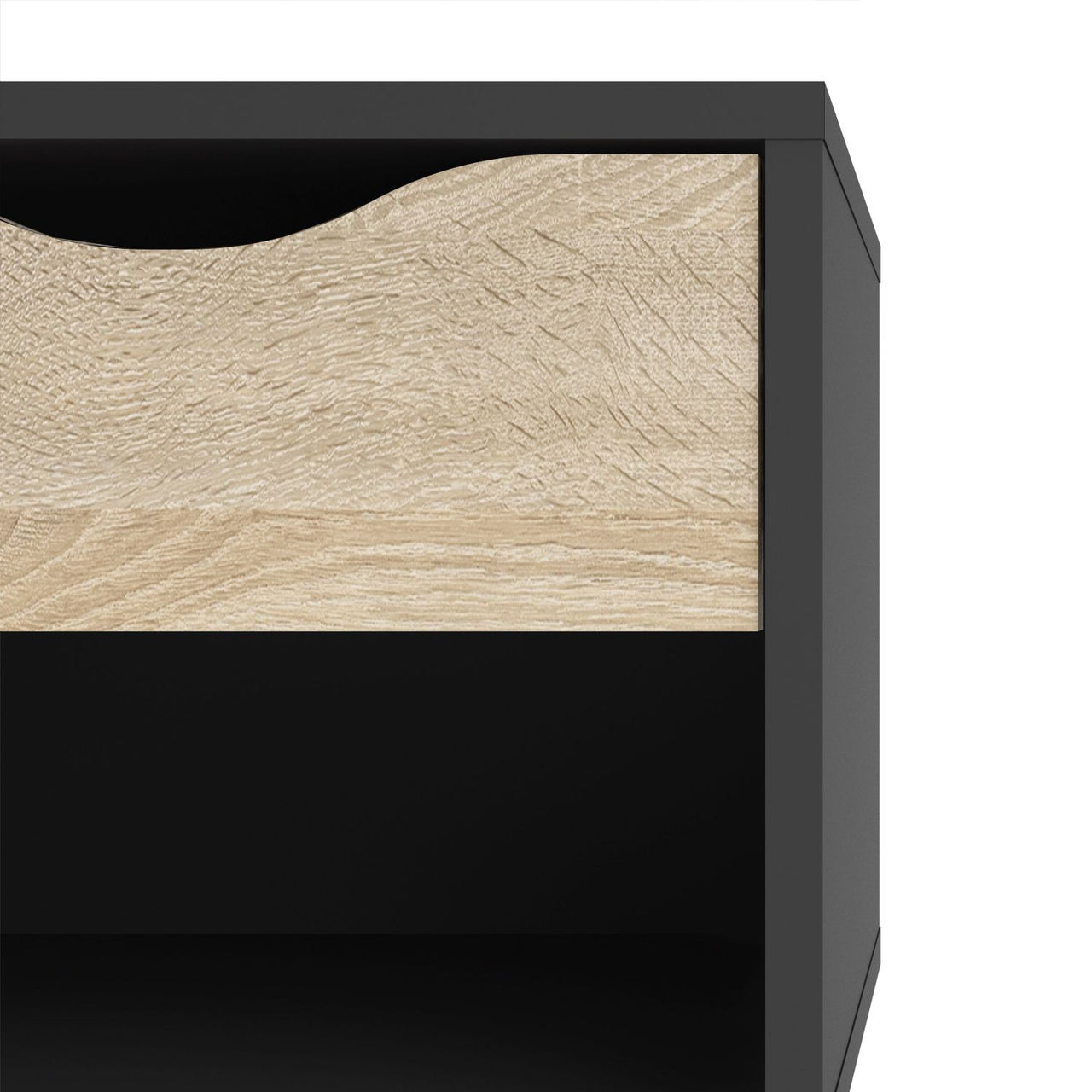 Bedside 1 Drawer in Black and Oak