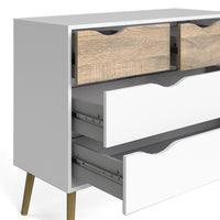 Thumbnail for White and Oak Scandinavian Chest of 4 Drawers Cut Out Handles