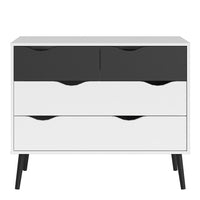 Thumbnail for Black and White Scandinavian Chest of 4 Drawers on Black Legs No Handles