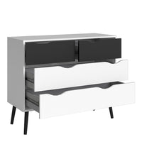 Thumbnail for Black and White Scandinavian Chest of 4 Drawers on Black Legs No Handles