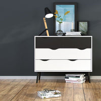 Thumbnail for Black and White Scandinavian Chest of 4 Drawers on Black Legs No Handles