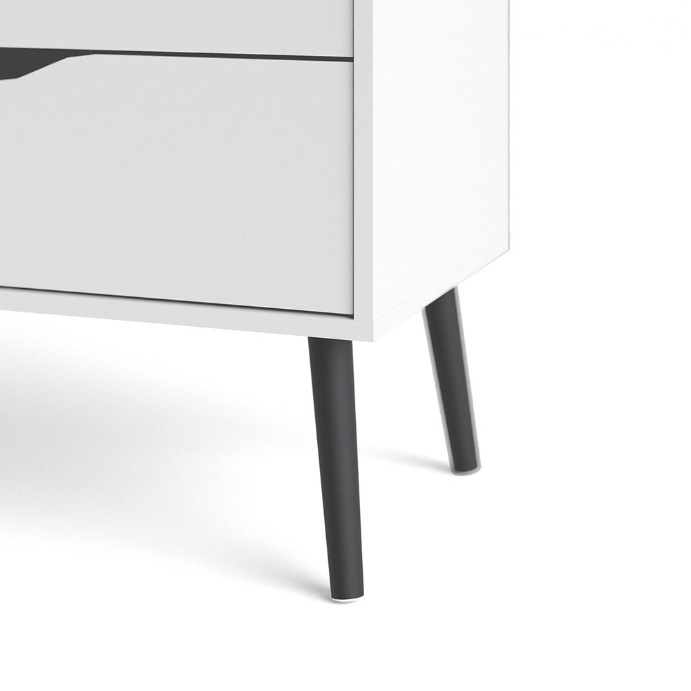 Black and White Scandinavian Chest of 4 Drawers on Black Legs No Handles