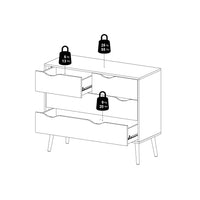 Thumbnail for Black Chest of 4 Drawers 2+2 with Light Oak Legs and Front Scandi Style