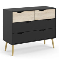 Thumbnail for Black Chest of 4 Drawers 2+2 with Light Oak Legs and Front Scandi Style