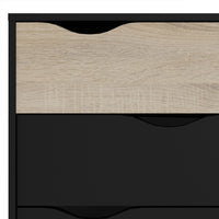 Thumbnail for Black Chest of 4 Drawers 2+2 with Light Oak Legs and Front Scandi Style