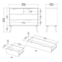 Thumbnail for Black Chest of 4 Drawers 2+2 with Light Oak Legs and Front Scandi Style