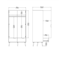 Thumbnail for Black And Oak 2 Door Double Wardrobe With Cut Out Handles