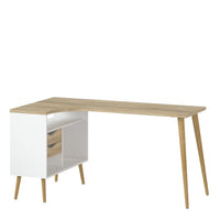 Thumbnail for White and Oak 2 Drawer Office Desk