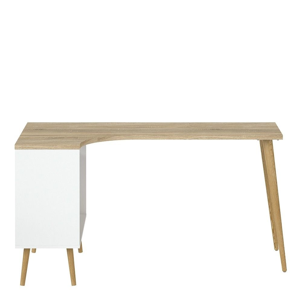 White and Oak 2 Drawer Office Desk