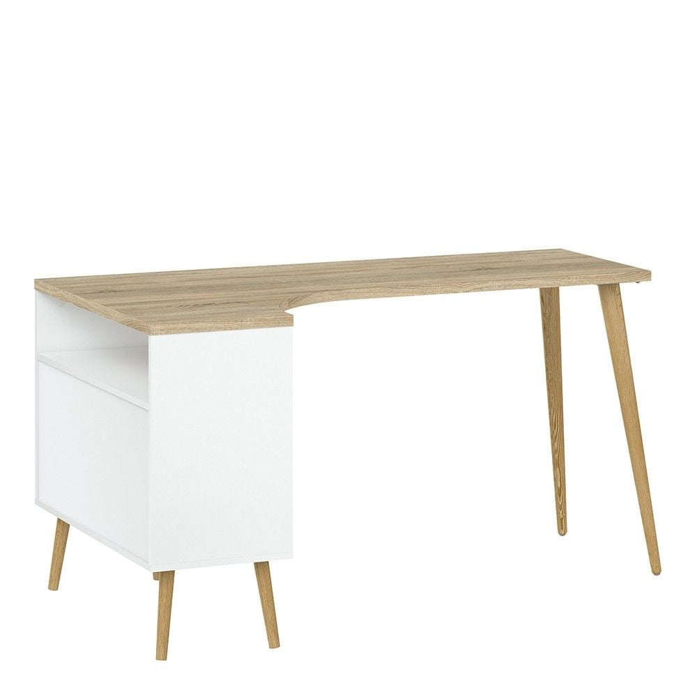 White and Oak 2 Drawer Office Desk