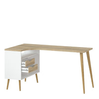 Thumbnail for White and Oak 2 Drawer Office Desk