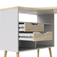 Thumbnail for White and Oak 2 Drawer Office Desk