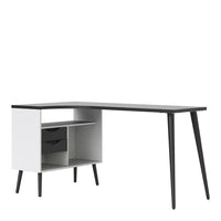 Thumbnail for Scandinavian 2 Drawer Home Office Desk in White and Black Matt