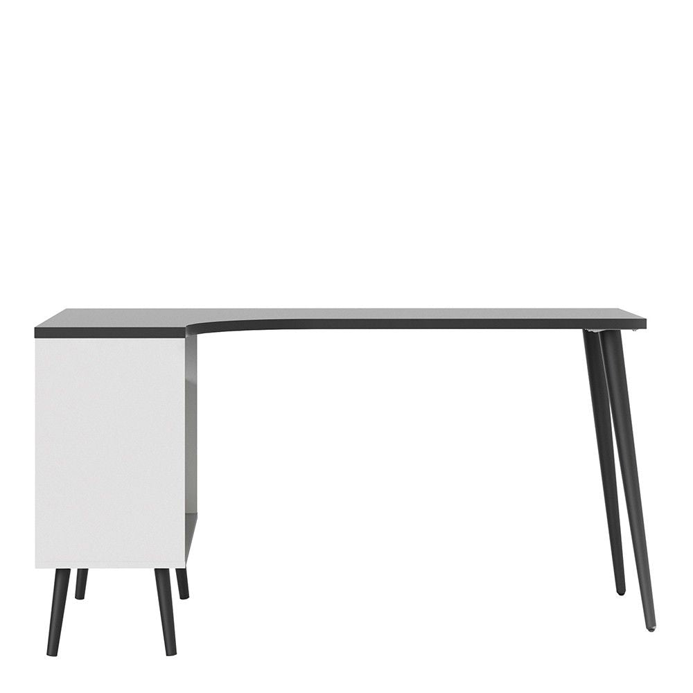 Scandinavian 2 Drawer Home Office Desk in White and Black Matt