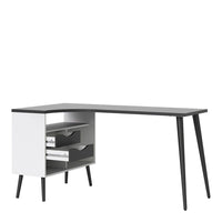 Thumbnail for Scandinavian 2 Drawer Home Office Desk in White and Black Matt