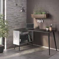 Thumbnail for Scandinavian 2 Drawer Home Office Desk in White and Black Matt