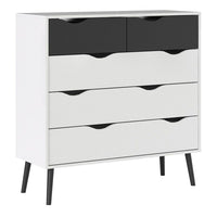 Thumbnail for White and Black Matt Chest of 5 Drawers