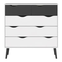 Thumbnail for White and Black Matt Chest of 5 Drawers