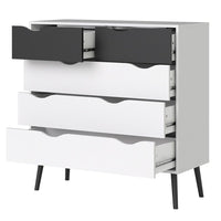 Thumbnail for White and Black Matt Chest of 5 Drawers