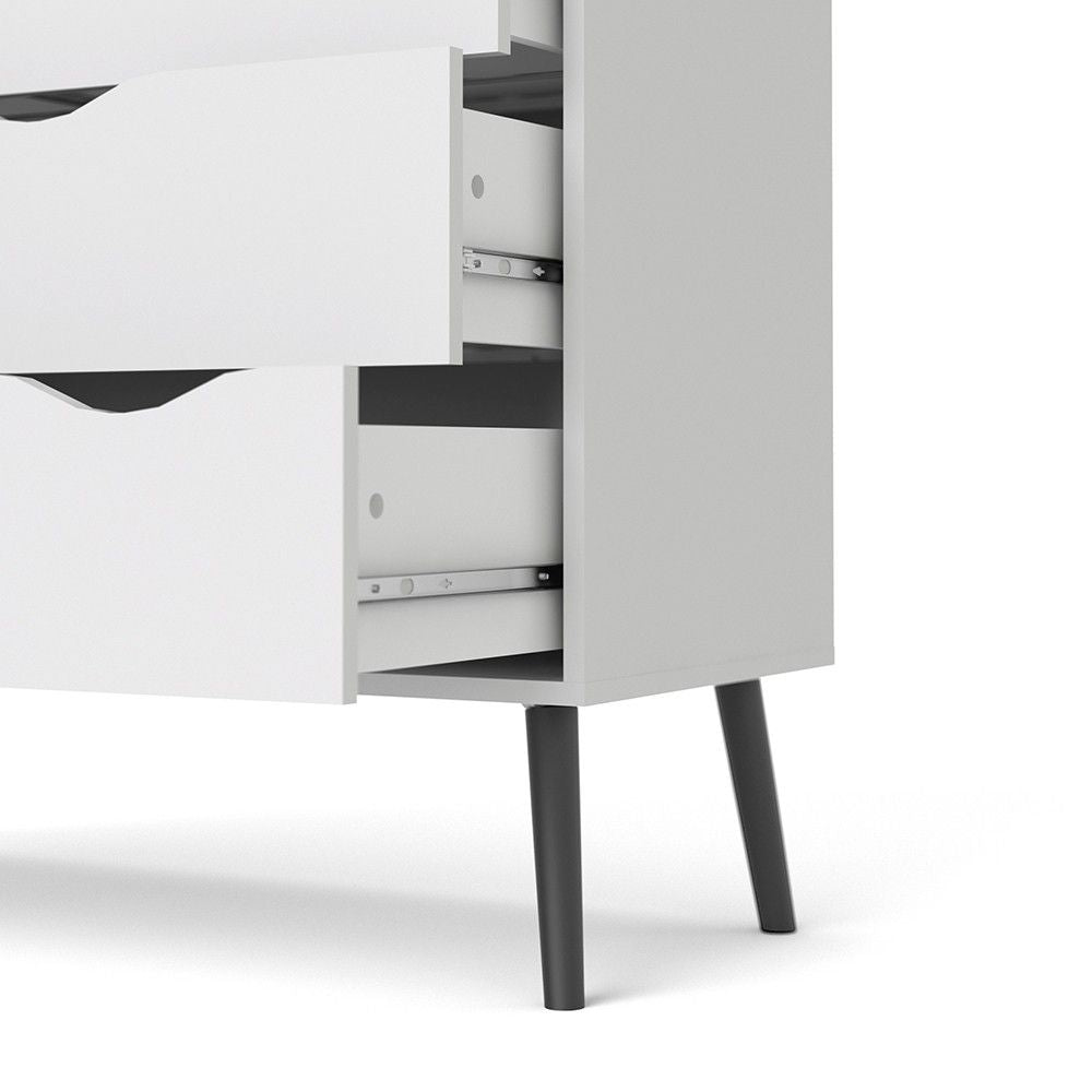 White and Black Matt Chest of 5 Drawers