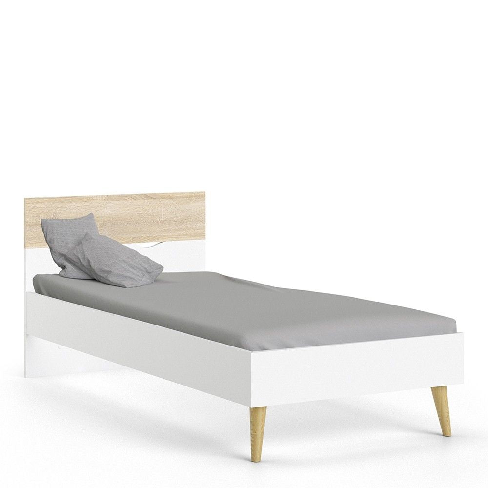 3ft Single Bed 90 x 200cm in White and Oak