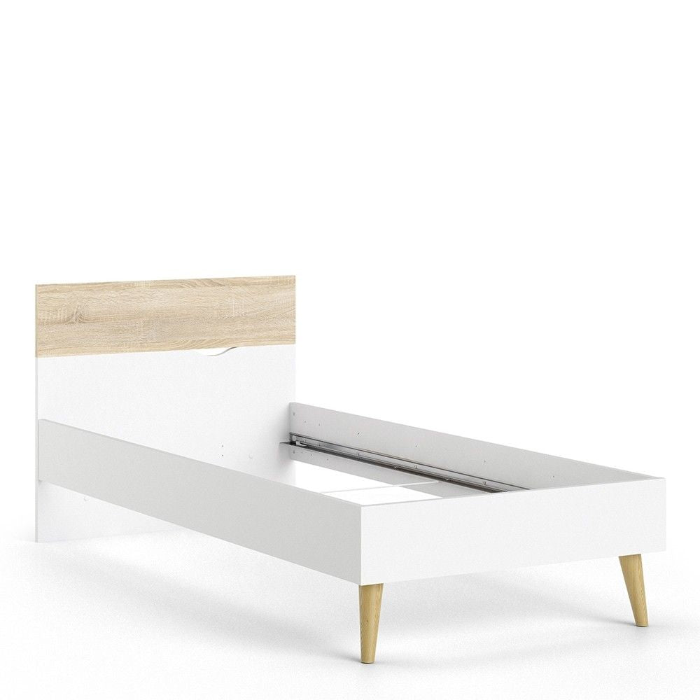 3ft Single Bed 90 x 200cm in White and Oak