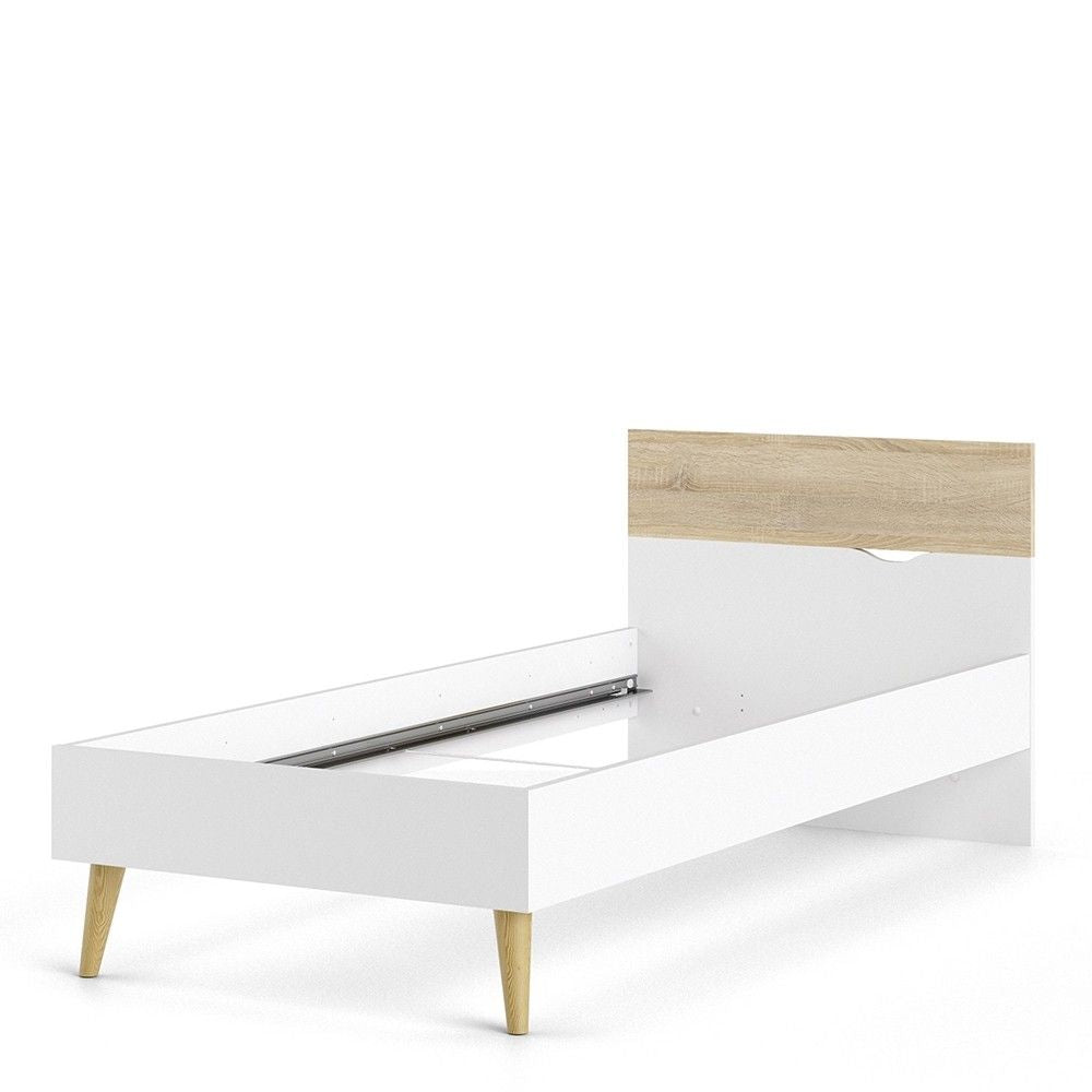 3ft Single Bed 90 x 200cm in White and Oak