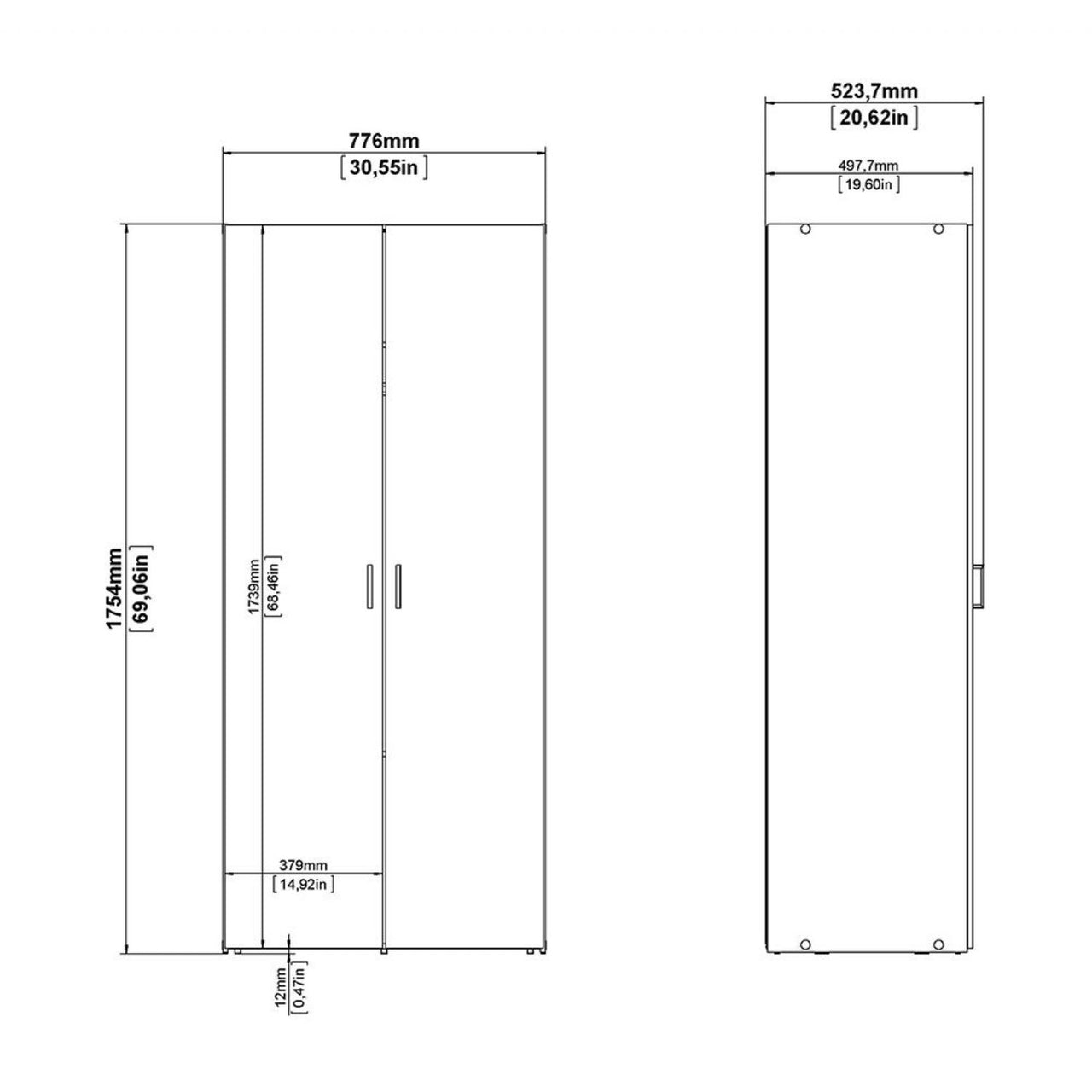 Space Package Bedside 1 Drawer + Chest of 3 Drawers + Wardrobe with 2 doors + 1 drawer in White