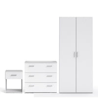 Thumbnail for Space Package Bedside 1 Drawer + Chest of 3 Drawers + Wardrobe with 2 doors + 1 drawer in White