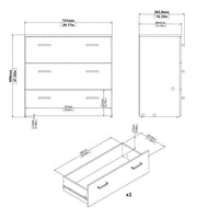 Thumbnail for Space Package Bedside 1 Drawer + Chest of 3 Drawers + Wardrobe with 2 doors + 1 drawer in White