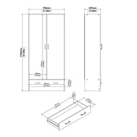 Thumbnail for Space Wardrobe with 2 Doors + 1 Drawer in White 1750