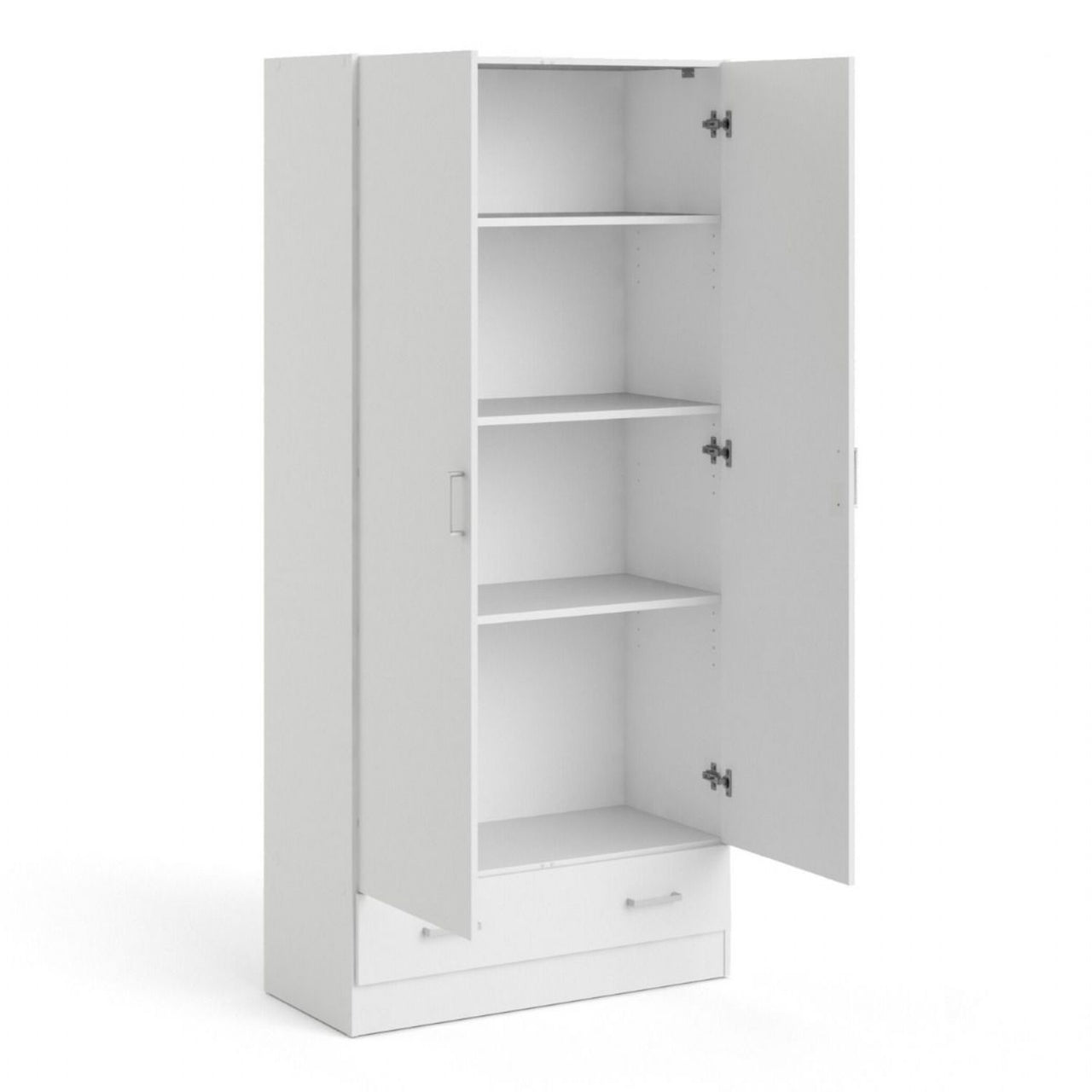 Space Wardrobe with 2 Doors + 1 Drawer in White 1750