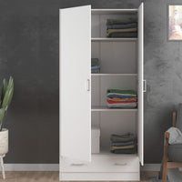 Thumbnail for Space Wardrobe with 2 Doors + 1 Drawer in White 1750