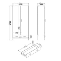 Thumbnail for Space Wardrobe with 2 Doors + 1 Drawer in Oak 1750