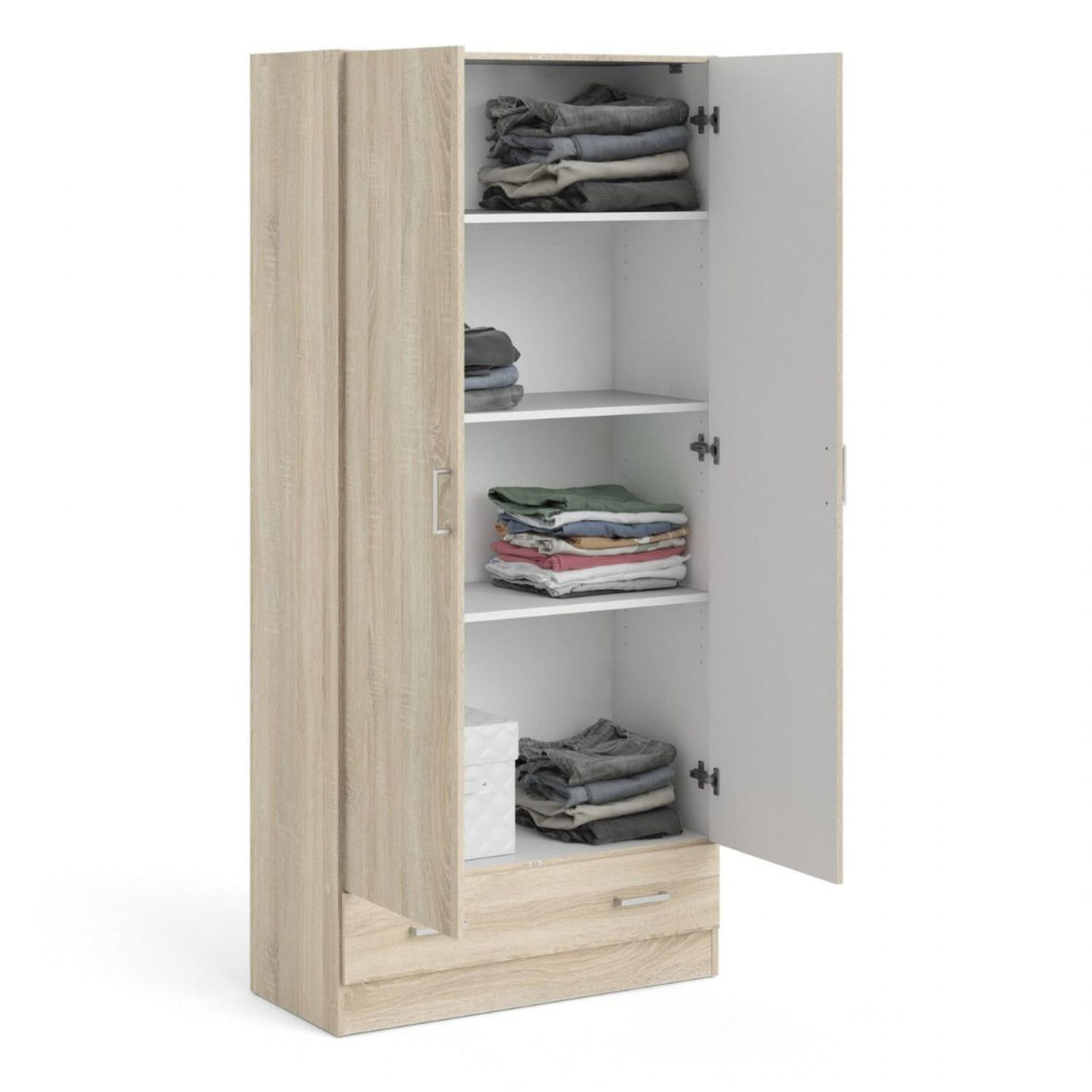 Space Wardrobe with 2 Doors + 1 Drawer in Oak 1750