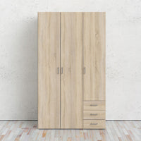 Thumbnail for Light Oak 3 Door 3 Drawer Wardrobe 200cm Tall Modern