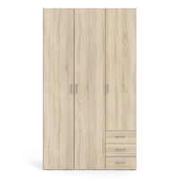 Thumbnail for Light Oak 3 Door 3 Drawer Wardrobe 200cm Tall Modern