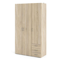 Thumbnail for Light Oak 3 Door 3 Drawer Wardrobe 200cm Tall Modern