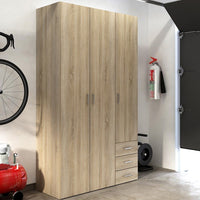 Thumbnail for Light Oak 3 Door 3 Drawer Wardrobe 200cm Tall Modern