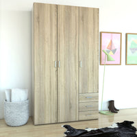 Thumbnail for Light Oak 3 Door 3 Drawer Wardrobe 200cm Tall Modern